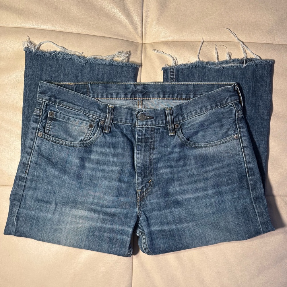 Levi's Men’s 527 Slim Bootcut Jeans 36X31 with Vintage Distress and Frayed Hem